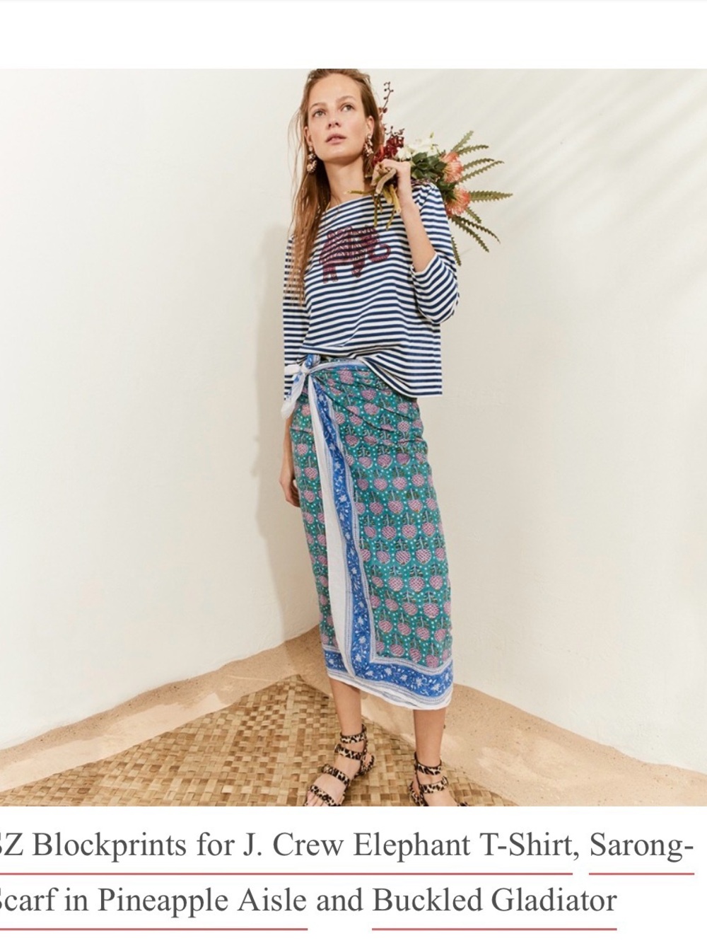 SZ Blockprints Sarong Scarf in Pineapple Island Print - Picture 2 of 4